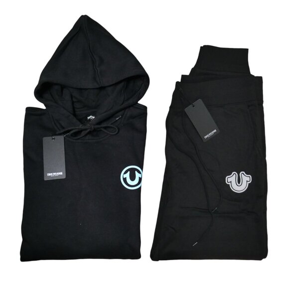 True Religion Men's Fleece Sweatsuit Size M Matching Tracksuit Hoodie Joggers - Picture 9 of 10